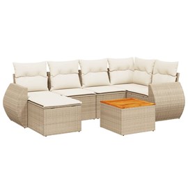 Maison exclusive - salon de jardin avec coussins 7 pcs beige résine tressée