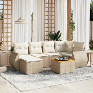 Maison exclusive - salon de jardin avec coussins 7 pcs beige résine tressée