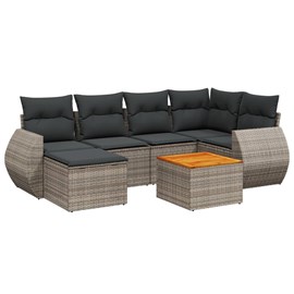 Maison exclusive - salon de jardin avec coussins 7 pcs gris résine tressée