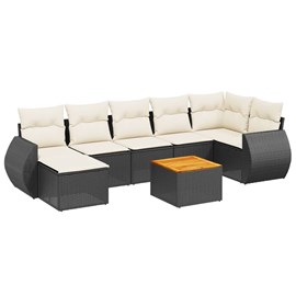 Maison exclusive - salon de jardin 8 pcs avec coussins noir résine tressée