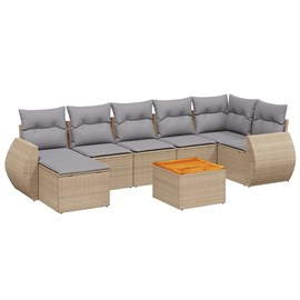 Maison exclusive - salon de jardin avec coussins 8 pcs beige résine tressée
