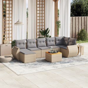 Maison exclusive - salon de jardin avec coussins 8 pcs beige résine tressée