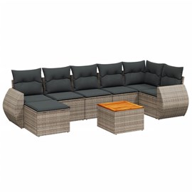 Maison exclusive - salon de jardin 8 pcs avec coussins gris résine tressée