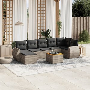 Maison exclusive - salon de jardin 8 pcs avec coussins gris résine tressée