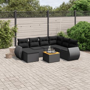 Maison exclusive - salon de jardin 8 pcs avec coussins noir résine tressée