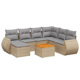 Maison exclusive - salon de jardin avec coussins 8 pcs beige résine tressée