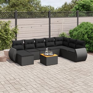 Maison exclusive - salon de jardin 9 pcs avec coussins noir résine tressée