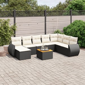 Maison exclusive - salon de jardin 9 pcs avec coussins noir résine tressée