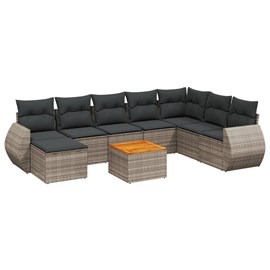 Maison exclusive - salon de jardin 9 pcs avec coussins gris résine tressée
