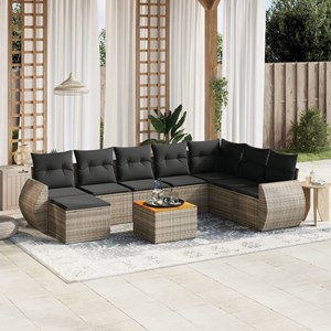 Maison exclusive - salon de jardin 9 pcs avec coussins gris résine tressée