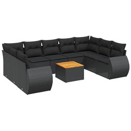 Maison exclusive - salon de jardin 10 pcs avec coussins noir résine tressée