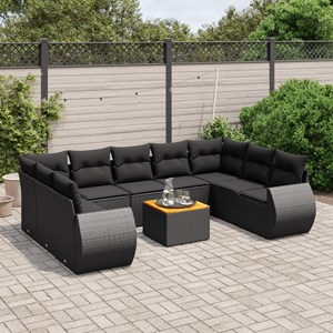 Maison exclusive - salon de jardin 10 pcs avec coussins noir résine tressée