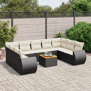 Maison exclusive - salon de jardin 10 pcs avec coussins noir résine tressée