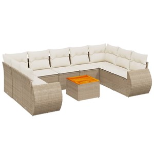 Maison exclusive - salon de jardin avec coussins 10 pcs beige résine tressée