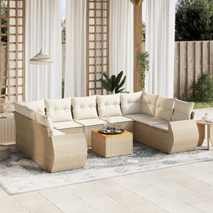 Maison exclusive - salon de jardin avec coussins 10 pcs beige résine tressée