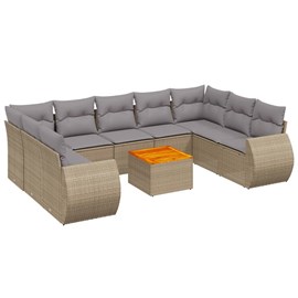 Maison exclusive - salon de jardin avec coussins 10 pcs beige résine tressée
