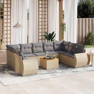 Maison exclusive - salon de jardin avec coussins 10 pcs beige résine tressée