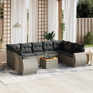 Maison exclusive - salon de jardin avec coussins 10 pcs gris résine tressée