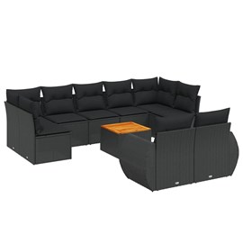 Maison exclusive - salon de jardin 10 pcs avec coussins noir résine tressée