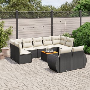 Maison exclusive - salon de jardin 10 pcs avec coussins noir résine tressée