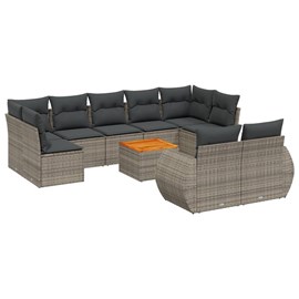 Maison exclusive - salon de jardin avec coussins 10 pcs gris résine tressée