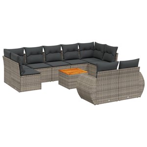 Maison exclusive - salon de jardin avec coussins 10 pcs gris résine tressée