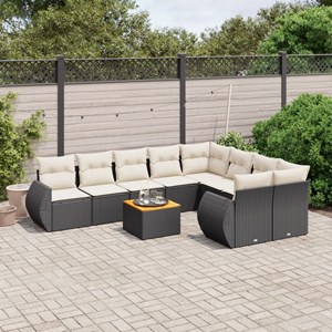 Maison exclusive - salon de jardin 10 pcs avec coussins noir résine tressée
