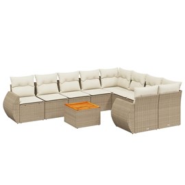 Maison exclusive - salon de jardin avec coussins 10 pcs beige résine tressée