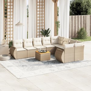 Maison exclusive - salon de jardin avec coussins 10 pcs beige résine tressée