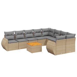 Maison exclusive - salon de jardin avec coussins 10 pcs beige résine tressée