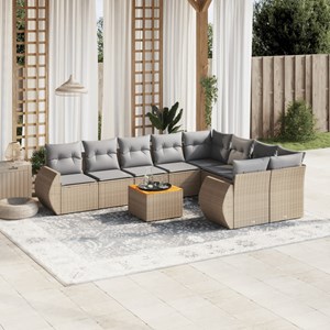 Maison exclusive - salon de jardin avec coussins 10 pcs beige résine tressée