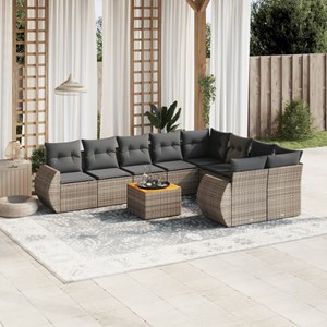 Maison exclusive - salon de jardin avec coussins 10 pcs gris résine tressée