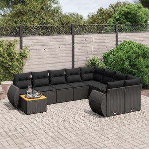 Maison exclusive - salon de jardin 10 pcs avec coussins noir résine tressée