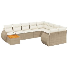 Maison exclusive - salon de jardin avec coussins 10 pcs beige résine tressée