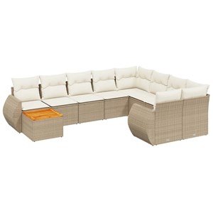 Maison exclusive - salon de jardin avec coussins 10 pcs beige résine tressée