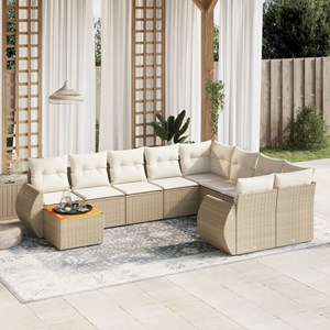 Maison exclusive - salon de jardin avec coussins 10 pcs beige résine tressée