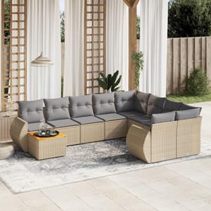 Maison exclusive - salon de jardin avec coussins 10 pcs beige résine tressée