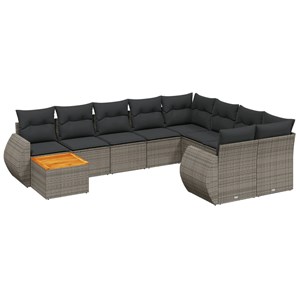 Maison exclusive - salon de jardin avec coussins 10 pcs gris résine tressée