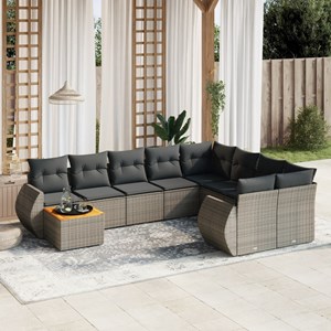 Maison exclusive - salon de jardin avec coussins 10 pcs gris résine tressée