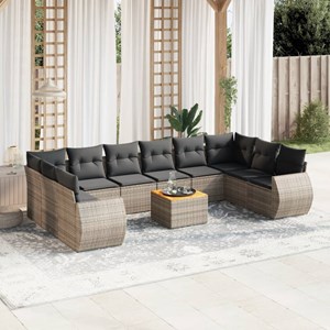 Maison exclusive - salon de jardin 11 pcs avec coussins gris résine tressée