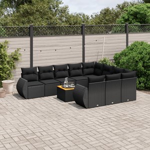Maison exclusive - salon de jardin 11 pcs avec coussins noir résine tressée