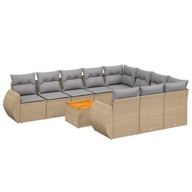 Maison exclusive - salon de jardin 11 pcs avec coussins beige résine tressée
