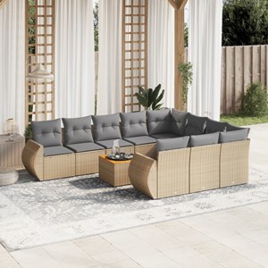 Maison exclusive - salon de jardin 11 pcs avec coussins beige résine tressée