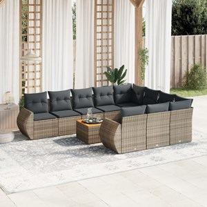 Maison exclusive - salon de jardin 11 pcs avec coussins gris résine tressée