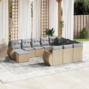 Maison exclusive - salon de jardin 11 pcs avec coussins beige résine tressée