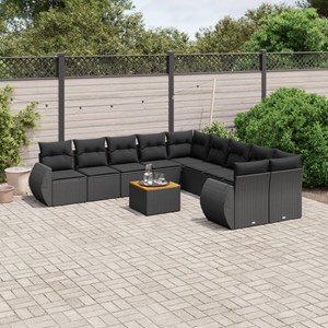 Maison exclusive - salon de jardin 11 pcs avec coussins noir résine tressée