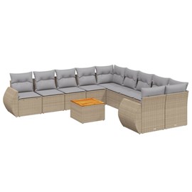 Maison exclusive - salon de jardin 11 pcs avec coussins beige résine tressée