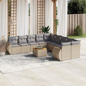 Maison exclusive - salon de jardin 11 pcs avec coussins beige résine tressée