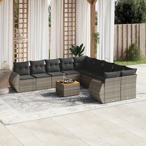 Maison exclusive - salon de jardin 11 pcs avec coussins gris résine tressée