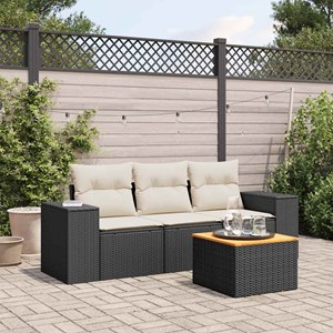 Maison exclusive - salon de jardin 4 pcs avec coussins noir résine tressée